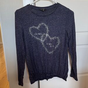 George Navy Long Sleeve Tee with Heart Design
